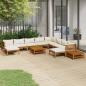 Preview: ARDEBO.de - 12-tlg. Garten-Lounge-Set mit Creme Kissen Massivholz Akazie