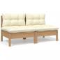 Preview: ARDEBO.de - Gartensofa 2-Sitzer mit Creme Kissen Massivholz Kiefer