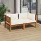 Preview: ARDEBO.de - 2-Sitzer-Gartensofa mit Creme Kissen Massivholz Akazie