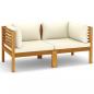 Preview: 2-Sitzer-Gartensofa mit Creme Kissen Massivholz Akazie