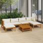 Preview: ARDEBO.de - 7-tlg. Garten-Lounge-Set mit Creme Kissen Massivholz Akazie