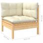 Preview: 3-tlg. Garten-Lounge-Set mit Kissen in Creme Massivholz Kiefer