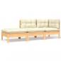 Preview: ARDEBO.de - 3-tlg. Garten-Lounge-Set mit Kissen in Creme Massivholz Kiefer