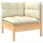 Preview: 3-tlg. Garten-Lounge-Set mit Kissen in Creme Massivholz Kiefer