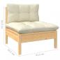 Preview: Gartensofa 2-Sitzer mit Kissen in Creme Massivholz Kiefer