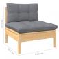 Preview: 2-Sitzer-Gartensofa mit Grauen Kissen Massivholz Kiefer