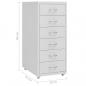 Preview: Aktenschrank mit Rollen Grau 28x41x69 cm Metall