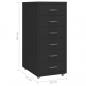 Preview: Aktenschrank mit Rollen Schwarz 28x41x69 cm Metall