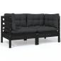 Preview: ARDEBO.de - 2-Sitzer-Gartensofa mit Kissen Schwarz Massivholz Kiefer 