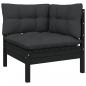 Preview: 2-Sitzer-Gartensofa mit Kissen Schwarz Massivholz Kiefer 