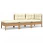 Preview: ARDEBO.de - 3-tlg. Garten-Lounge-Set mit Creme Kissen Massivholz Kiefer