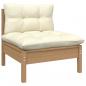 Preview: 3-tlg. Garten-Lounge-Set mit Creme Kissen Massivholz Kiefer