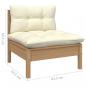 Preview: 3-tlg. Garten-Lounge-Set mit Creme Kissen Massivholz Kiefer