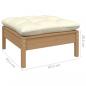 Preview: 3-tlg. Garten-Lounge-Set mit Creme Kissen Massivholz Kiefer