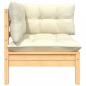 Preview: 3-tlg. Garten-Lounge-Set mit Kissen in Creme Massivholz Kiefer