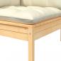 Preview: 3-tlg. Garten-Lounge-Set mit Kissen in Creme Massivholz Kiefer