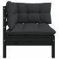 Preview: Garten-Ecksofa mit Kissen in Schwarz Massivholz Kiefer