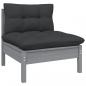 Preview: 3-tlg. Garten-Lounge-Set mit Kissen in Grau Kiefer Massivholz