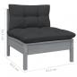 Preview: 3-tlg. Garten-Lounge-Set mit Kissen in Grau Kiefer Massivholz