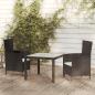 Preview: ARDEBO.de - 3-tlg. Garten-Essgruppe mit Auflagen Poly Rattan Schwarz