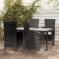 Preview: ARDEBO.de - 5-tlg. Garten-Essgruppe mit Kissen Poly Rattan Schwarz