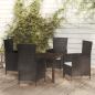 Preview: ARDEBO.de - 5-tlg. Garten-Essgruppe mit Kissen Poly Rattan Schwarz