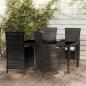 Preview: ARDEBO.de - 5-tlg. Garten-Essgruppe mit Kissen Poly Rattan Schwarz