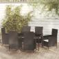 Preview: ARDEBO.de - 7-tlg. Garten-Essgruppe mit Auflagen Poly Rattan Schwarz