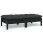 Preview: ARDEBO.de - Gartensofa 2-Sitzer mit Kissen in Schwarz Massivholz Kiefer