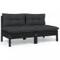 Preview: ARDEBO.de - 2-Sitzer-Gartensofa mit Kissen Schwarz Massivholz Kiefer 