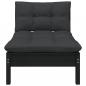 Preview: 2-Sitzer-Gartensofa mit Kissen Schwarz Massivholz Kiefer 