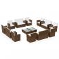 Preview: 16-tlg. Garten-Lounge-Set mit Kissen Poly-Rattan Braun