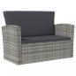 Preview: 16-tlg. Garten-Lounge-Set mit Kissen Poly-Rattan Grau