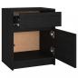 Preview: Nachtschrank Schwarz 40x31x50 cm Massivholz Kiefer