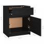 Preview: Nachtschrank Schwarz 40x31x50 cm Massivholz Kiefer