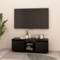 Preview: TV-Schrank Schwarz 110x30x40 cm Massivholz Kiefer