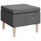 Preview: Hocker mit Holzbeinen Hellgrau Stoff