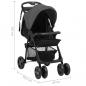 Preview: 2-in-1 Kinderwagen Dunkelgrau und Schwarz Stahl