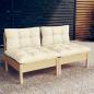 Preview: ARDEBO.de - 2-Sitzer-Gartensofa mit Creme Kissen Massivholz Kiefer