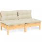 Preview: 2-Sitzer-Gartensofa mit Creme Kissen Massivholz Kiefer