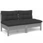 Preview: 2-Sitzer-Gartensofa mit Anthrazit Kissen Massivholz Kiefer