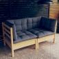 Preview: ARDEBO.de - 2-Sitzer-Gartensofa mit Grauen Kissen Massivholz Kiefer