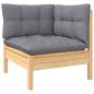 Preview: 2-Sitzer-Gartensofa mit Grauen Kissen Massivholz Kiefer