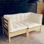 Preview: ARDEBO.de - 2-Sitzer-Gartensofa mit Creme Kissen Massivholz Kiefer