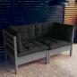 Preview: ARDEBO.de - 2-Sitzer-Gartensofa mit Anthrazit Kissen Massivholz Kiefer