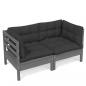 Preview: 2-Sitzer-Gartensofa mit Anthrazit Kissen Massivholz Kiefer