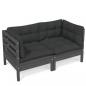 Preview: 2-Sitzer-Gartensofa mit Anthrazit Kissen Massivholz Kiefer