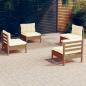 Preview: ARDEBO.de - 4-tlg. Garten-Lounge-Set mit Creme Kissen Kiefernholz