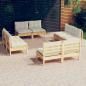 Preview: ARDEBO.de - 8-tlg. Garten-Lounge-Set mit Creme Kissen Kiefernholz