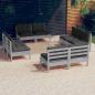 Preview: ARDEBO.de - 8-tlg. Garten-Lounge-Set mit Anthrazit Kissen Kiefernholz